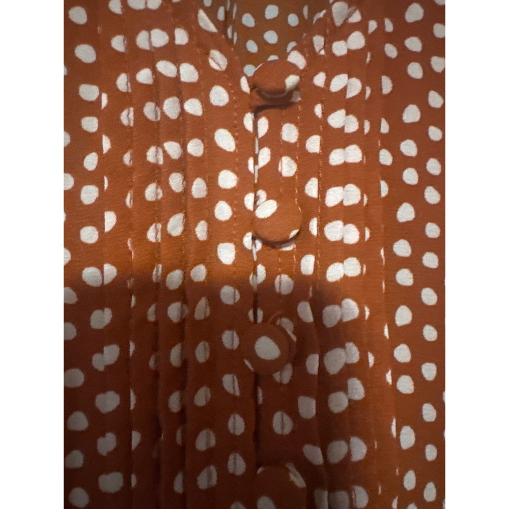 Torrid Polka Dot Button Front Long Sleeve Blouse Women Size 1 Rust Orange White - Picture 4 of 5